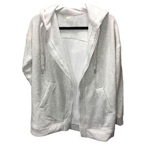 Zella Womens Heather White Zipper Front Sweatshirt with Hood